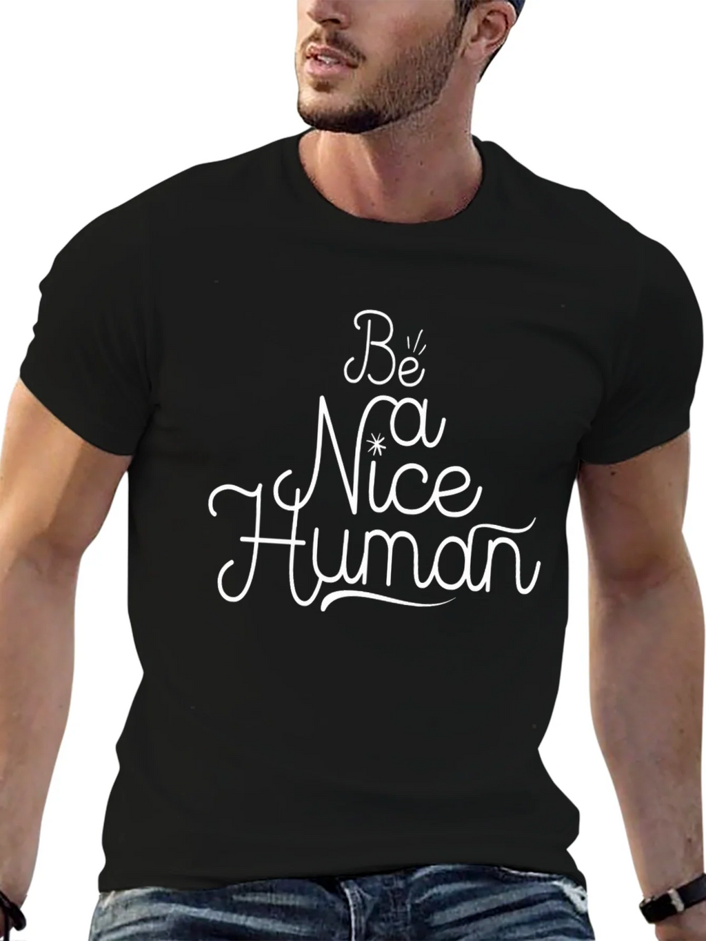 Be Nice Human Black Graphic Tee