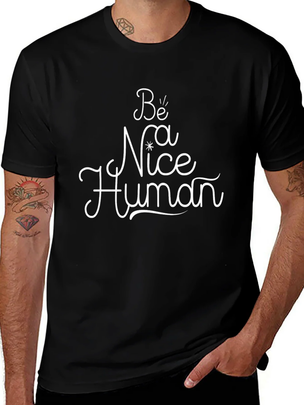 Be Nice Human Black Graphic Tee