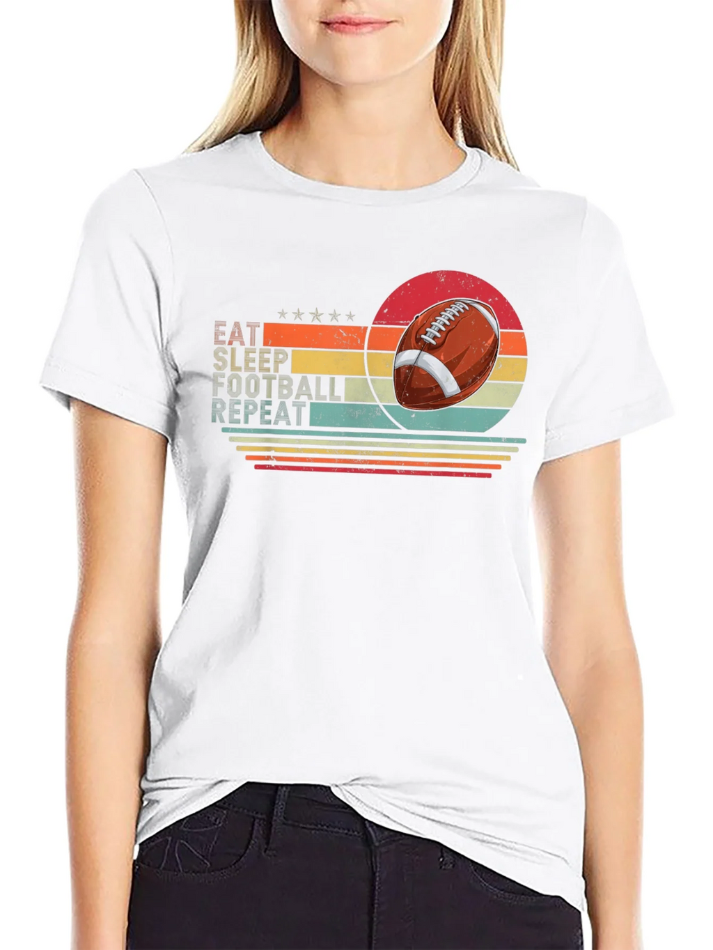 Eat Sleep Football Repeat Black T-Shirt