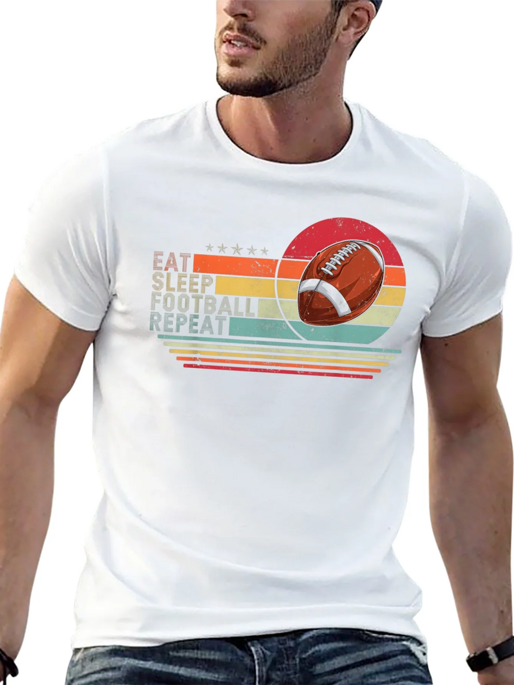 Eat Sleep Football Repeat Black T-Shirt