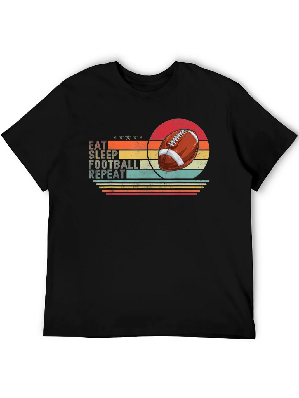 Eat Sleep Football Repeat Black T-Shirt