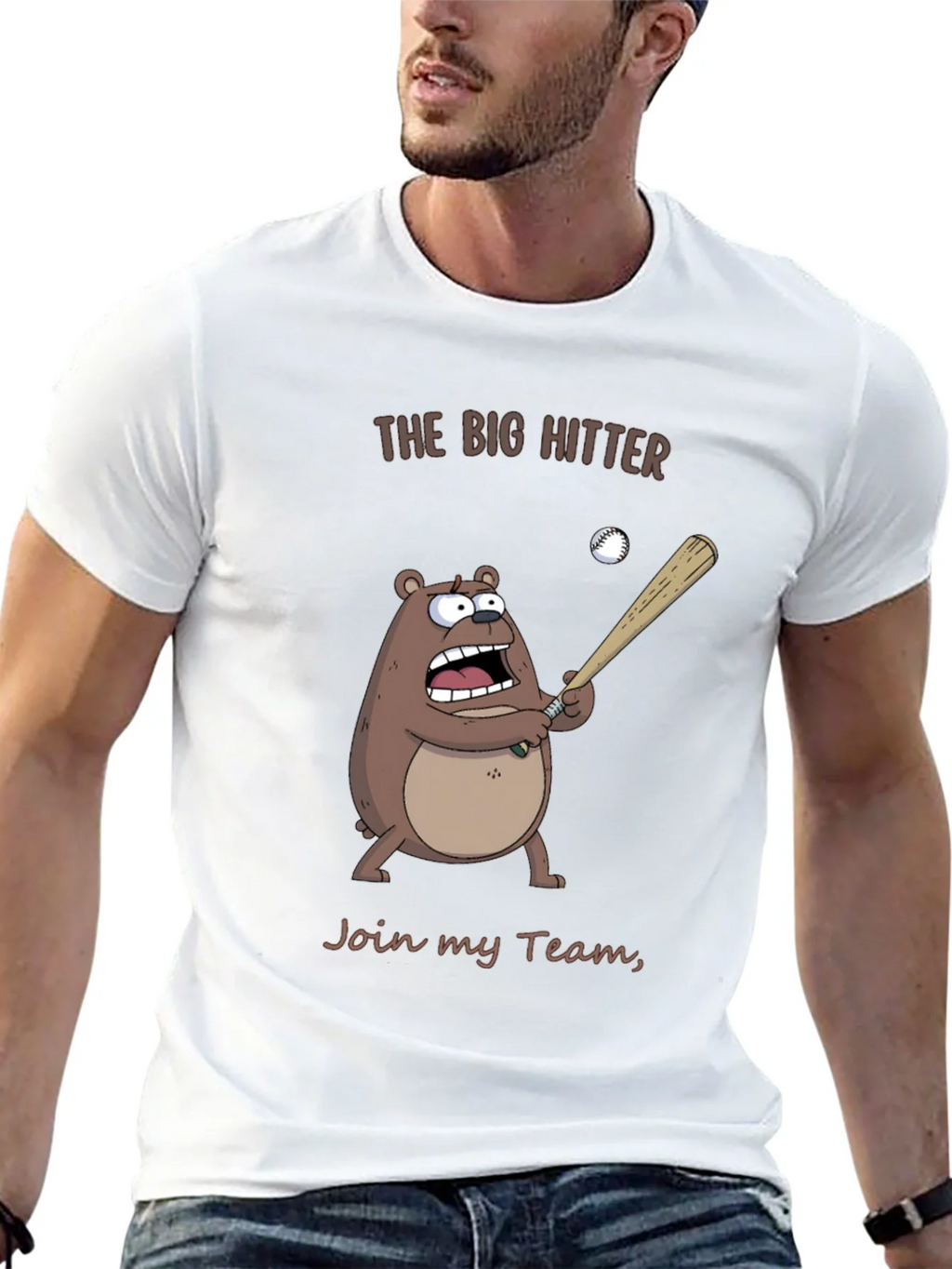 The Big Hitter Bear T-Shirt - Funny Baseball Tee