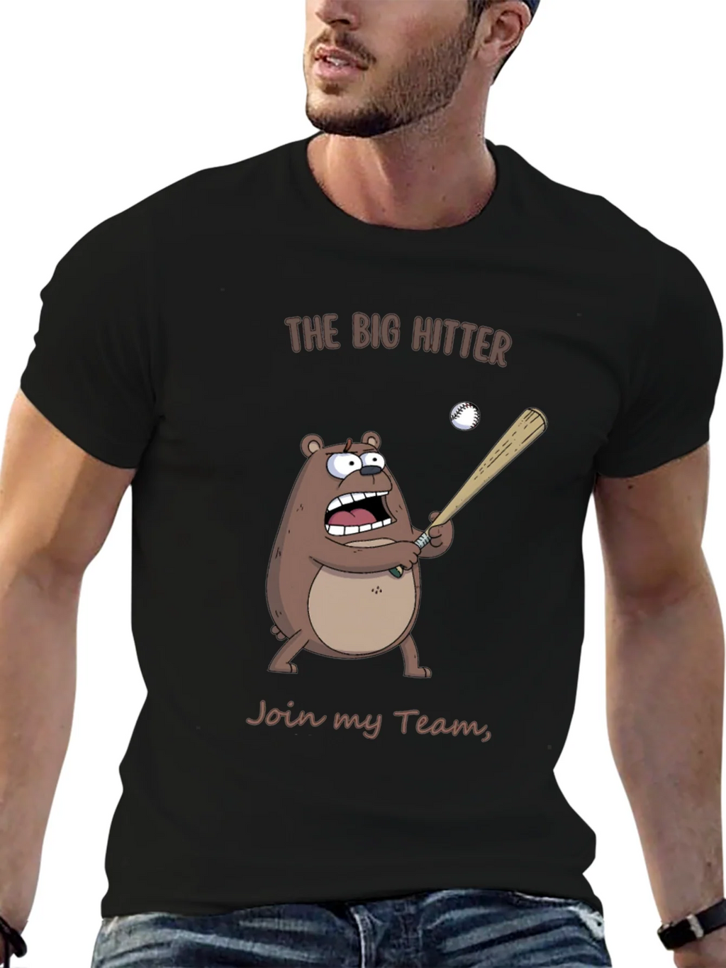 The Big Hitter Bear T-Shirt - Funny Baseball Tee