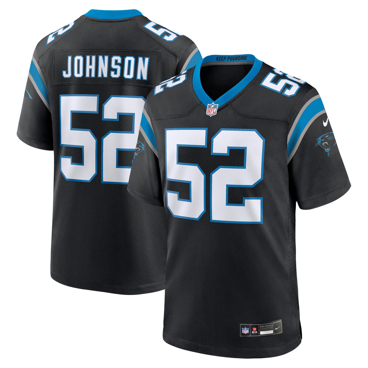 Carolina Panthers DJ Johnson Black Game Jersey