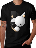 Abstract Geometric Graphic Print Black T-Shirt