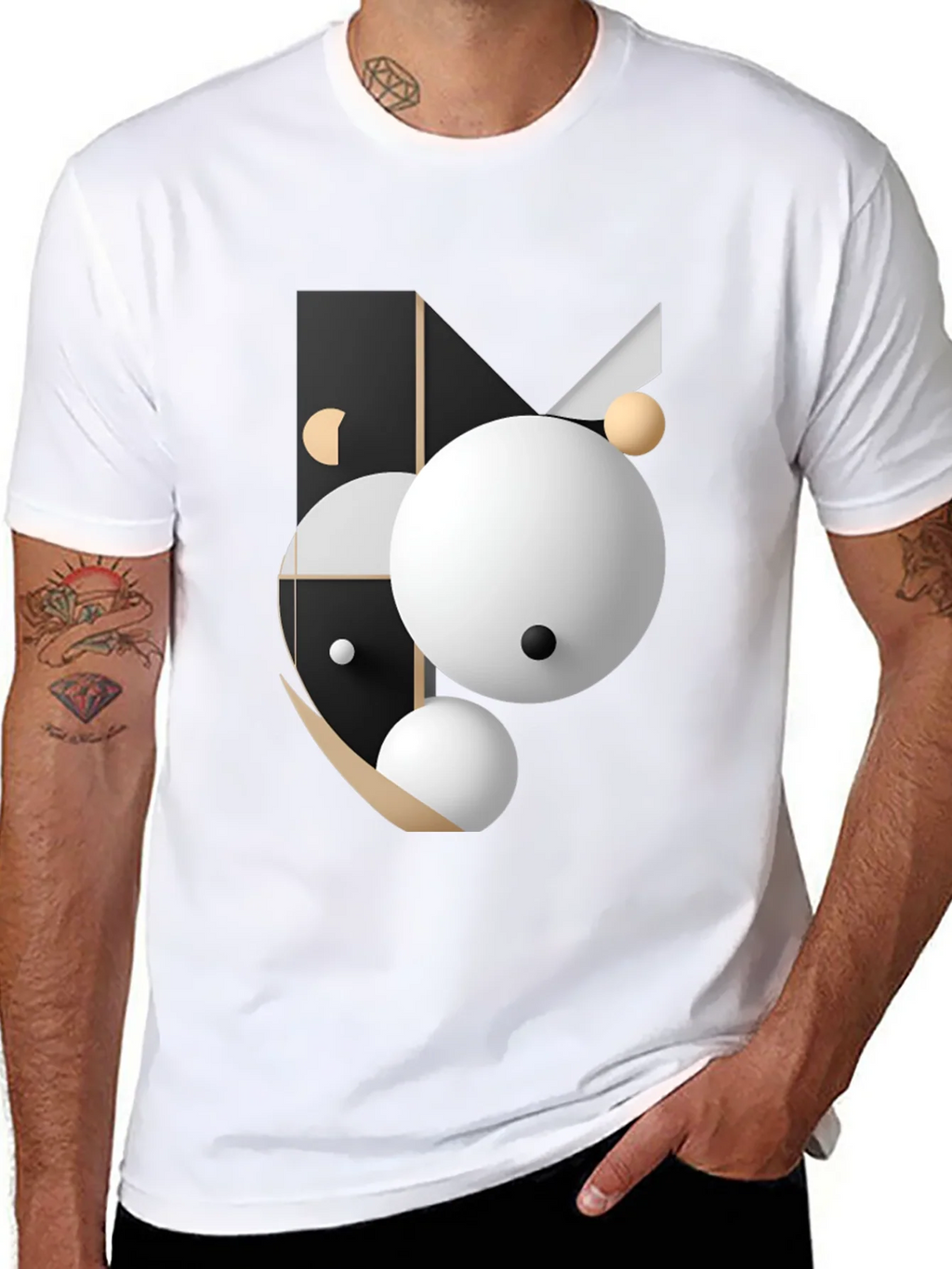 Abstract Geometric Graphic Print Black T-Shirt