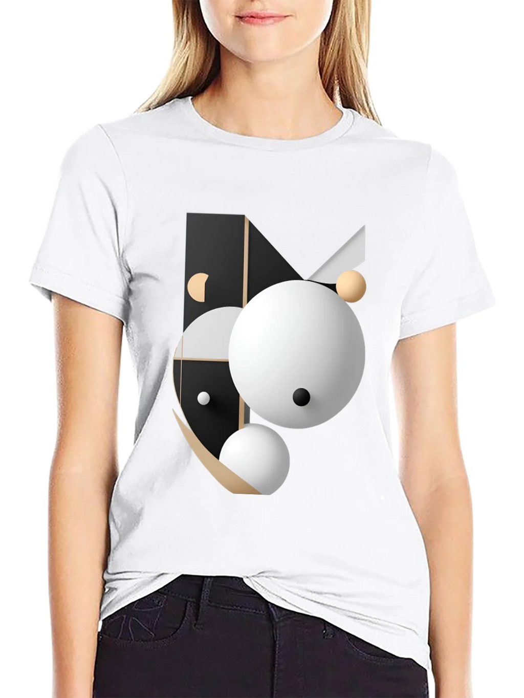 Abstract Geometric Graphic Print Black T-Shirt