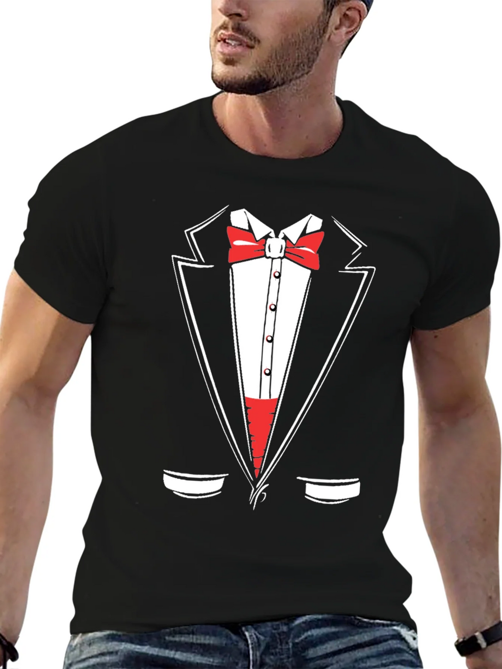 Tuxedo Graphic Print Crewneck T-Shirt