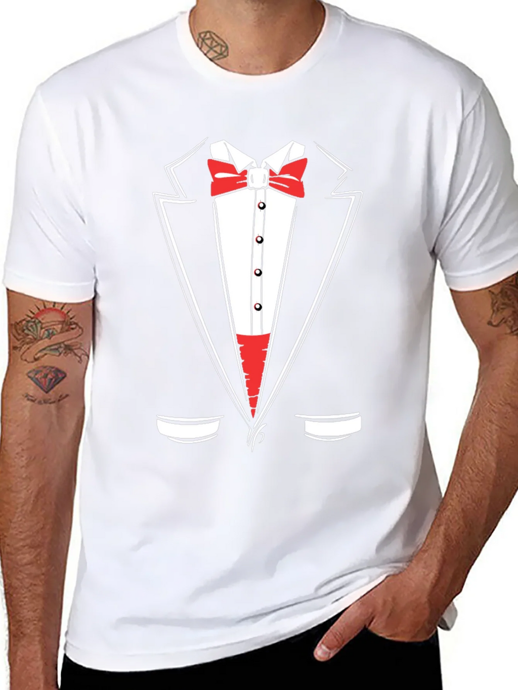 Tuxedo Graphic Print Crewneck T-Shirt