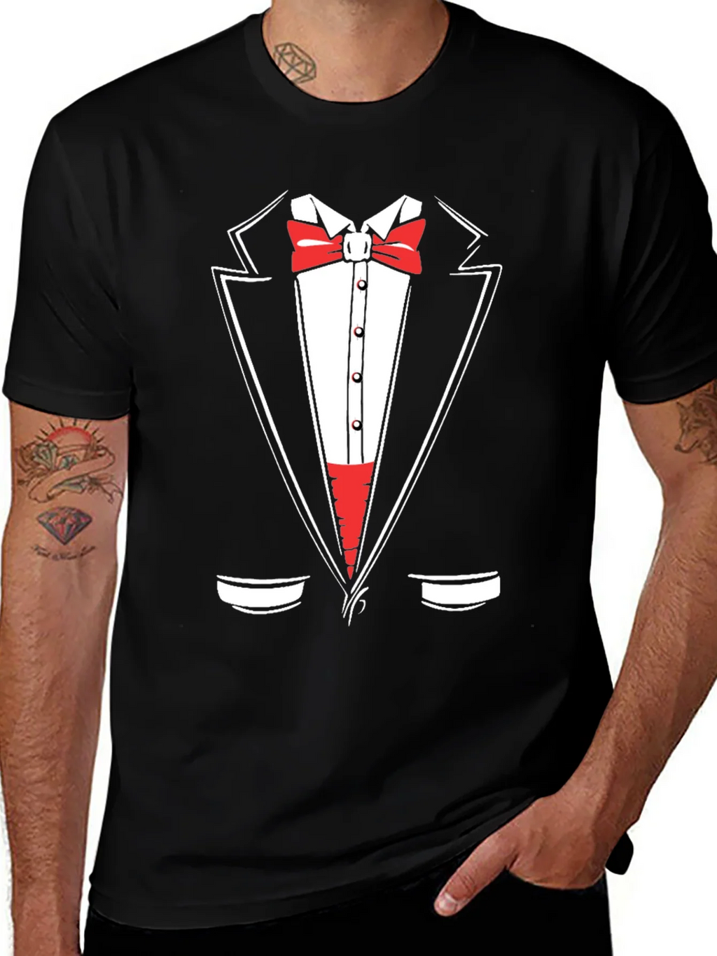 Tuxedo Graphic Print Crewneck T-Shirt