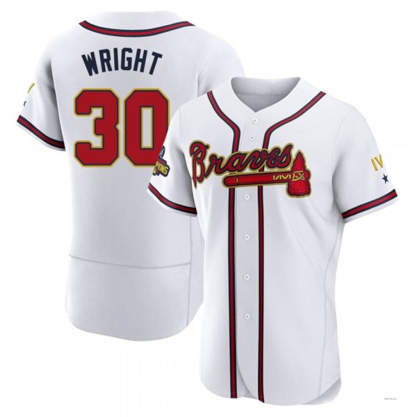Atlanta Braves #30 Kyle Wright Gold White 2022 Program Jersey Stitches Baseball Jerseys