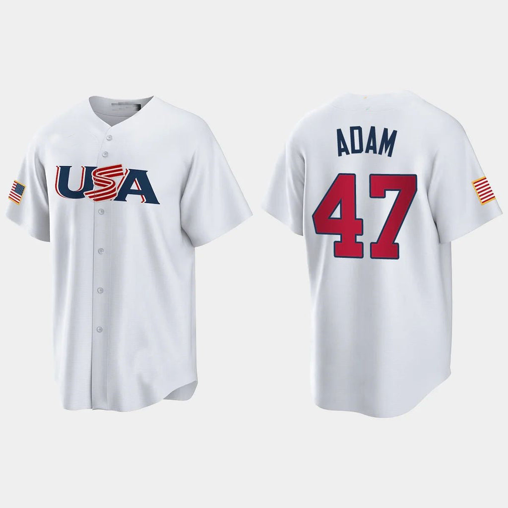 #47 JASON ADAM TAMPA BAY RAYS 2023 WORLD BASEBALL CLASSIC USA REPLICA JERSEY C WHITE Stitches Baseball Jerseys