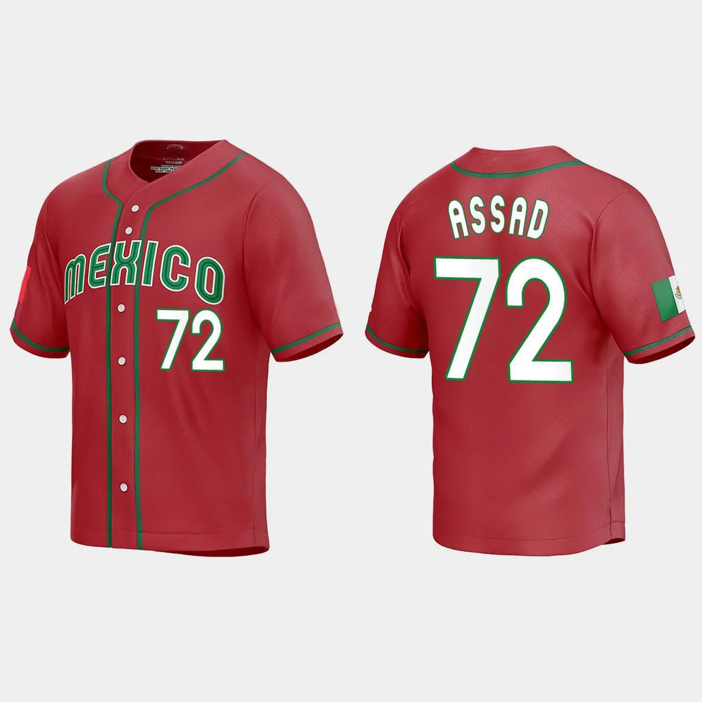 #72 JAVIER ASSAD MEXICO BASEBALL 2023 WORLD BASEBALL CLASSIC REPLICA JERSEY C RED Stitches Baseball Jerseys