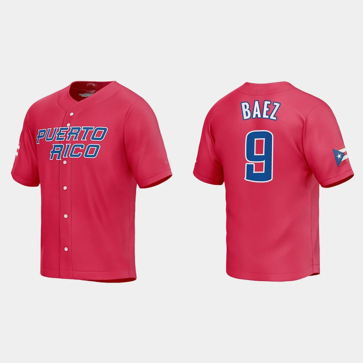 #9 JAVIER BAEZ PUERTO RICO BASEBALL 2023 WORLD BASEBALL CLASSIC JERSEY C RED Stitches Baseball Jerseys