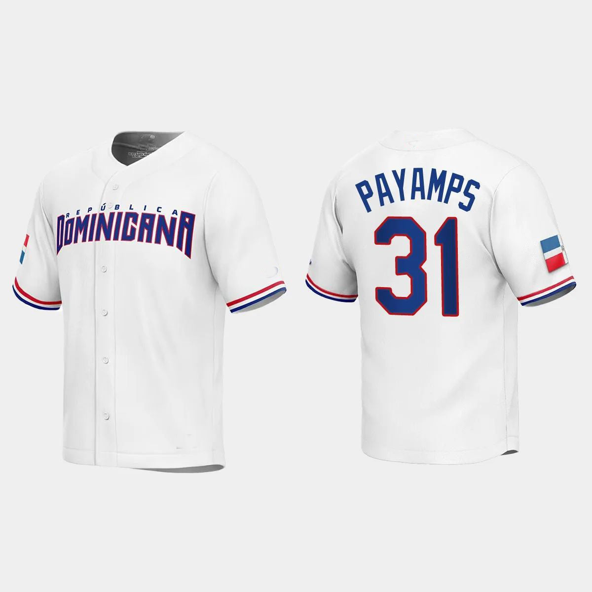#31 JOEL PAYAMPS DOMINICAN REPUBLIC BASEBALL 2023 WORLD BASEBALL CLASSIC REPLICA JERSEY C WHITE Stitches Baseball Jerseys