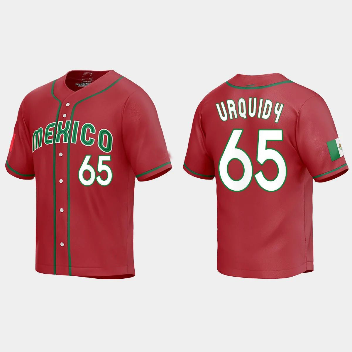 #65 JOSE URQUIDY MEXICO BASEBALL 2023 WORLD BASEBALL CLASSIC REPLICA JERSEY C RED Stitches Baseball Jerseys