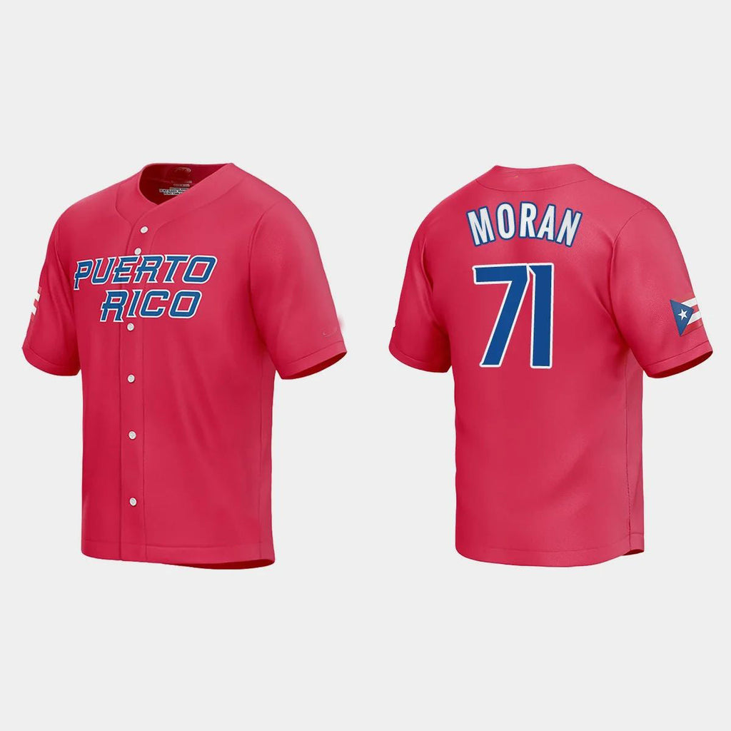 #71 JOVANI MORAN PUERTO RICO BASEBALL 2023 WORLD BASEBALL CLASSIC JERSEY C RED Stitches Baseball Jerseys