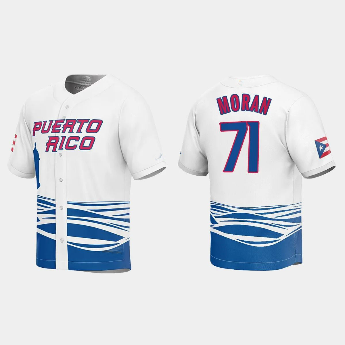 #71 JOVANI MORAN PUERTO RICO BASEBALL 2023 WORLD BASEBALL CLASSIC JERSEY C WHITE Stitches Baseball Jerseys