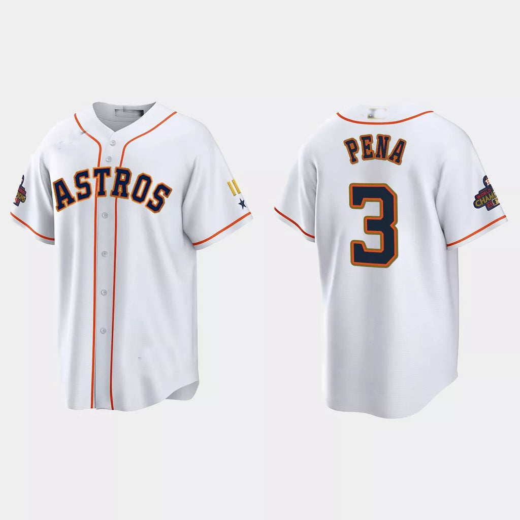 #3 Jeremy Pena Houston Astros 2023 Gold Program Jersey C White Stitches Baseball Jerseys