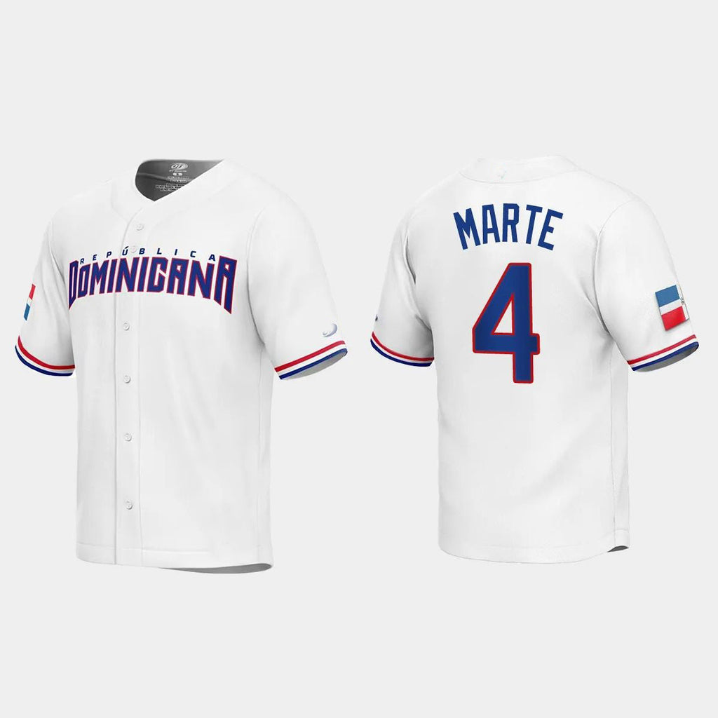 #4 KETEL MARTE DOMINICAN REPUBLIC BASEBALL 2023 WORLD BASEBALL CLASSIC REPLICA JERSEY C WHITE Stitches Baseball Jerseys