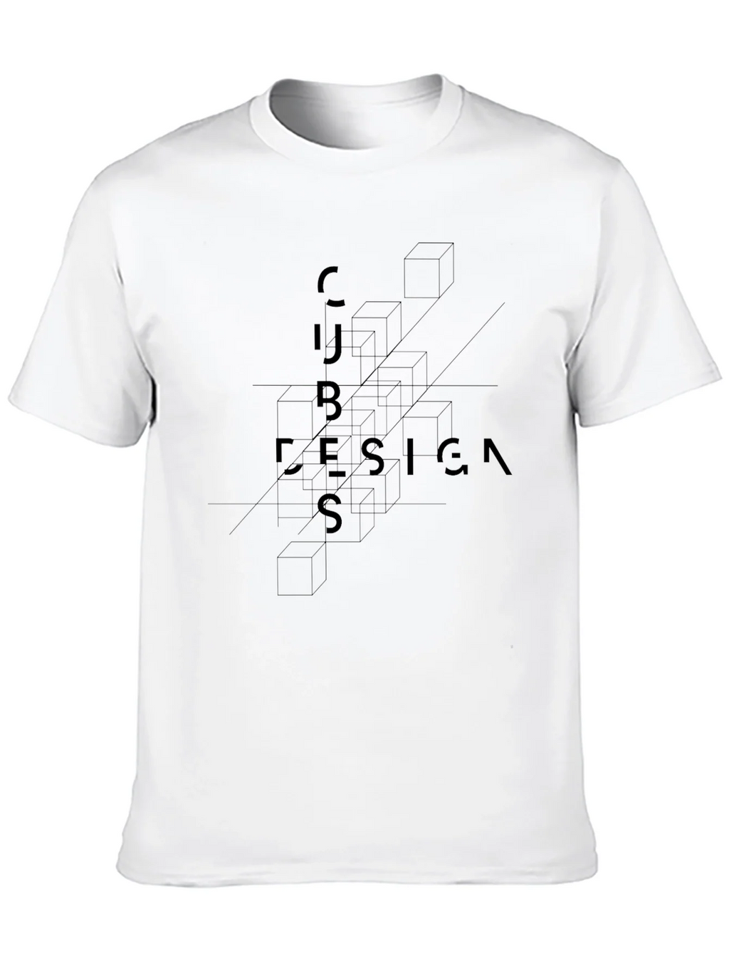 Geometric Cubes Design T-Shirt - Modern Art Tee