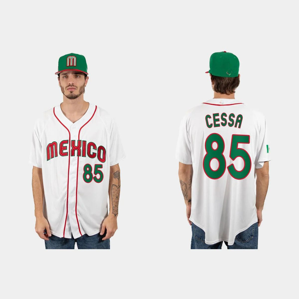 #85 LUIS CESSA MEXICO BASEBALL 2023 WORLD BASEBALL CLASSIC JERSEY C WHITE Stitches Baseball Jerseys