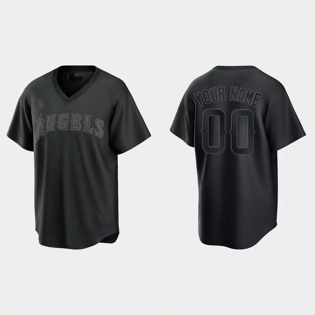 Custom Los Angeles Angels Pitch Black Fashion Replica Jersey C Black Stitched Baseball Jerseys