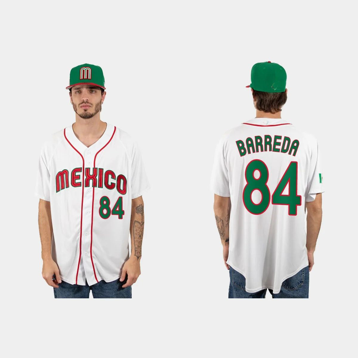 #84 MANNY BARREDA MEXICO BASEBALL 2023 WORLD BASEBALL CLASSIC JERSEY C WHITE Stitches Baseball Jerseys
