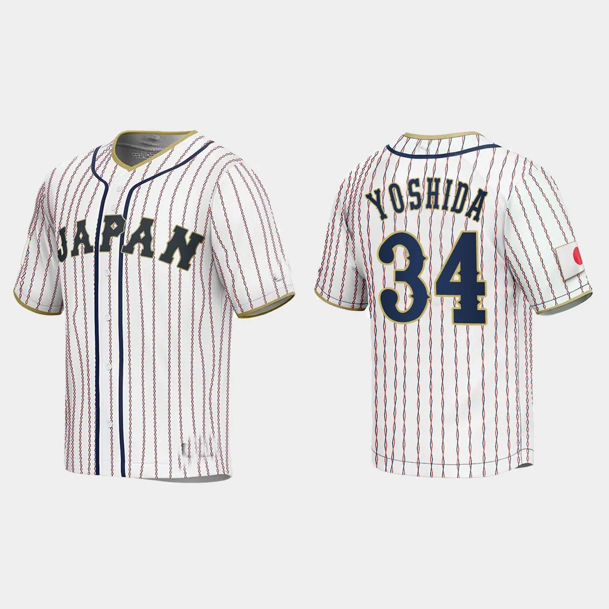 #34 MASATAKA YOSHIDA JAPAN BASEBALL 2023 WORLD BASEBALL CLASSIC JERSEY C WHITE Stitches Baseball Jerseys