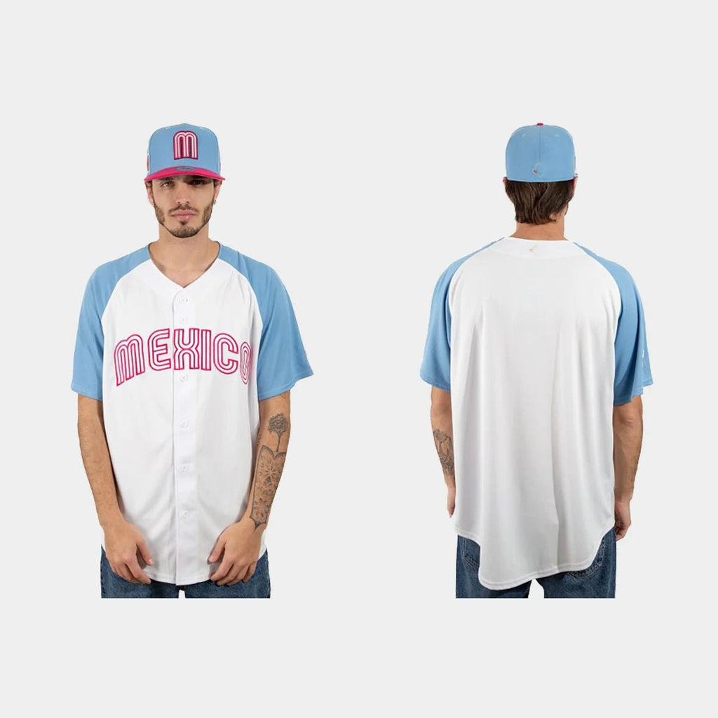 MEXICO BASEBALL 2023 WORLD BASEBALL CLASSIC JERSEY C WHITE BLUE Stitches Baseball Jerseys