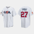 #27 MIKE TROUT LOS ANGELES ANGELS 2023 WORLD BASEBALL CLASSIC USA REPLICA JERSEY C WHITE Stitches Baseball Jerseys