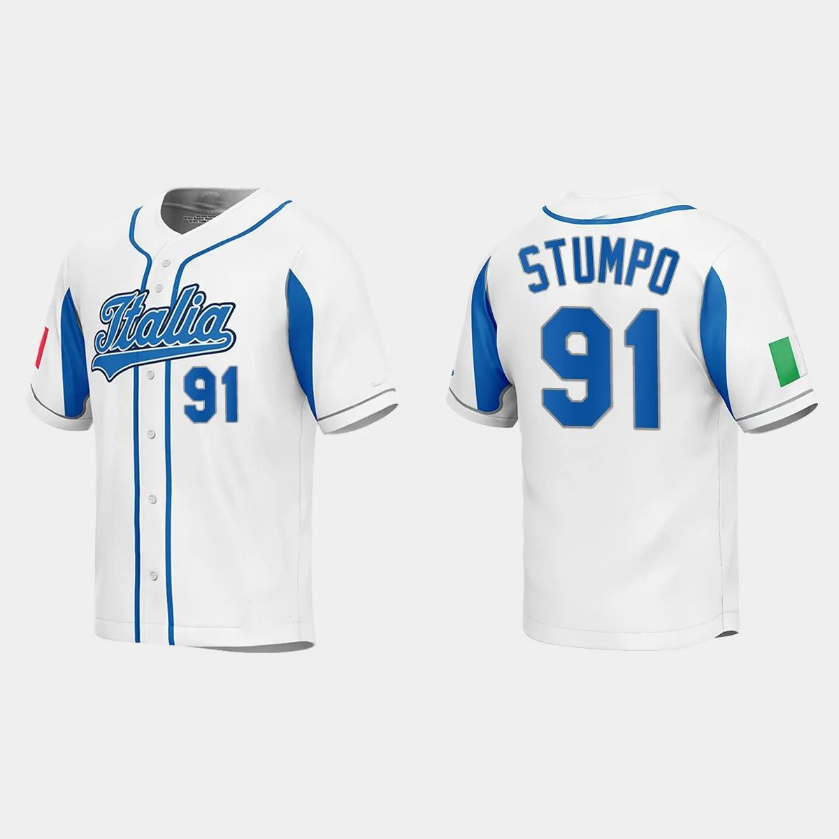 #91 MITCHELL STUMPO ITALY BASEBALL 2023 WORLD BASEBALL CLASSIC JERSEY C WHITE Stitches Baseball Jerseys