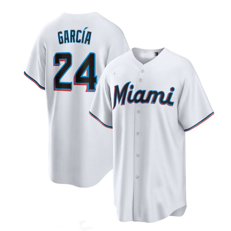 Miami Marlins #24 Avisal Garca White Home Replica Player Jersey Baseball Jerseys