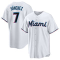 Miami Marlins #7 Jess Snchez Home Replica Player Jersey - White Stitched Baseball Jersey