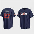 #27 Mike Trout USA Baseball 2023 World Baseball Classic Jersey C Navy Stitches Baseball Jerseys