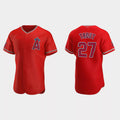 Los Angeles Angels #27 Mike Trout Red Authentic Team Logo 2020 Alternate Jersey Men Youth Women Baseball Jerseys