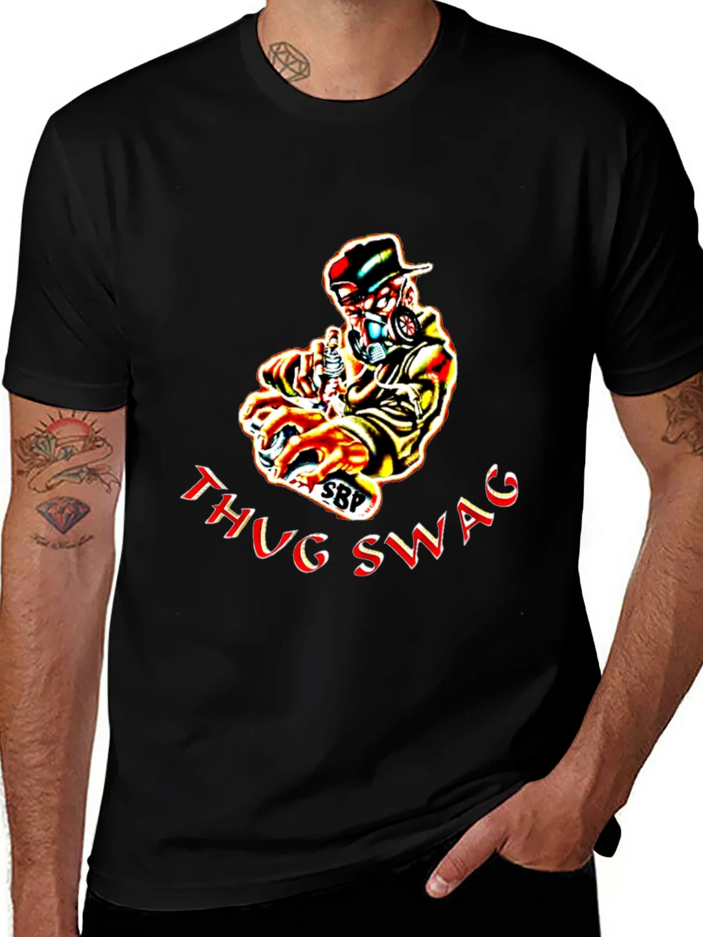 Thug Swag Black Graphic T-Shirt