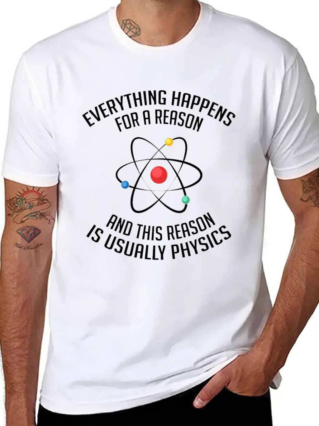 Physics Reason Graphic Tee - Mens Black Cotton T-Shirt