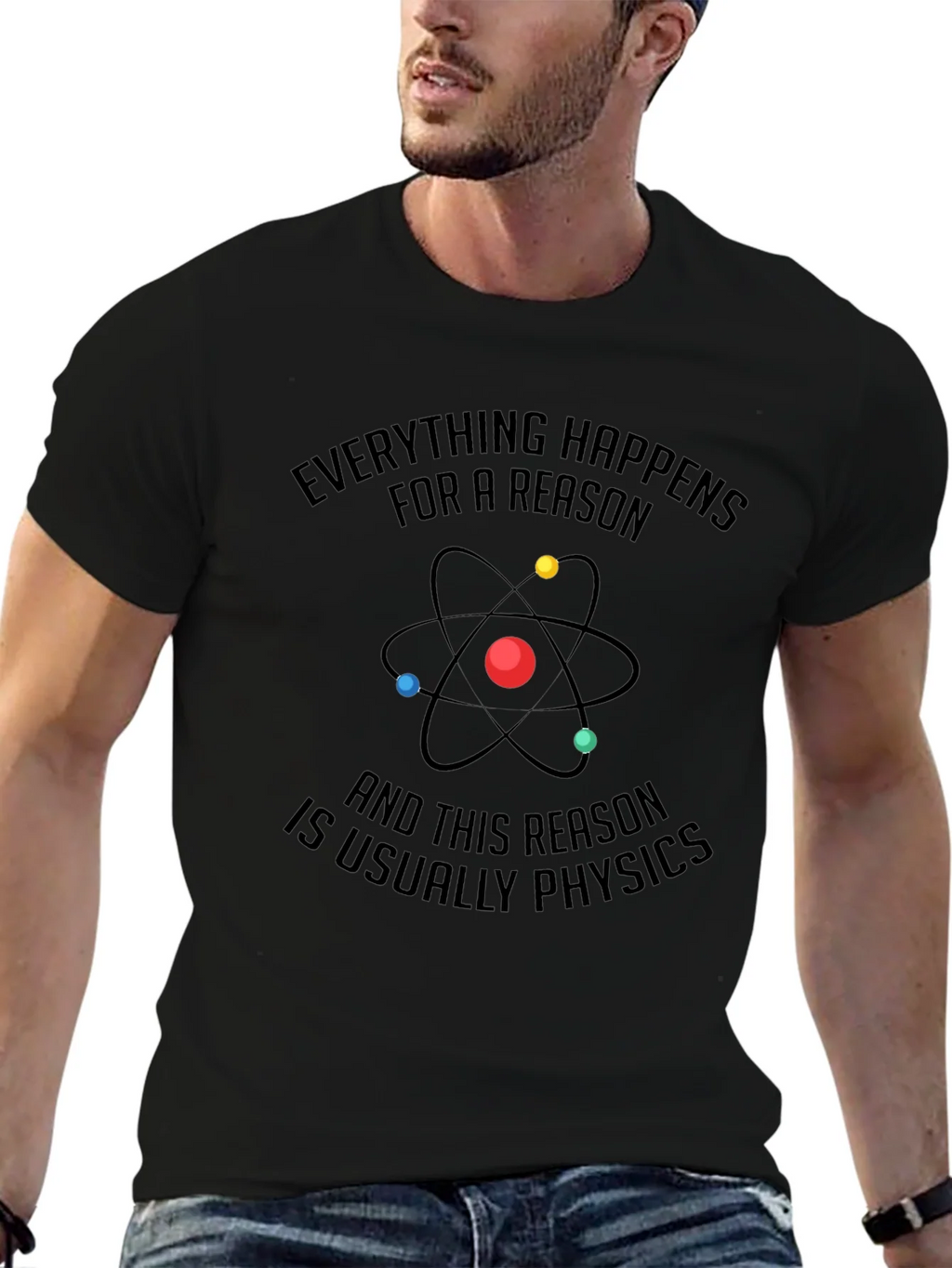 Physics Reason Graphic Tee - Mens Black Cotton T-Shirt