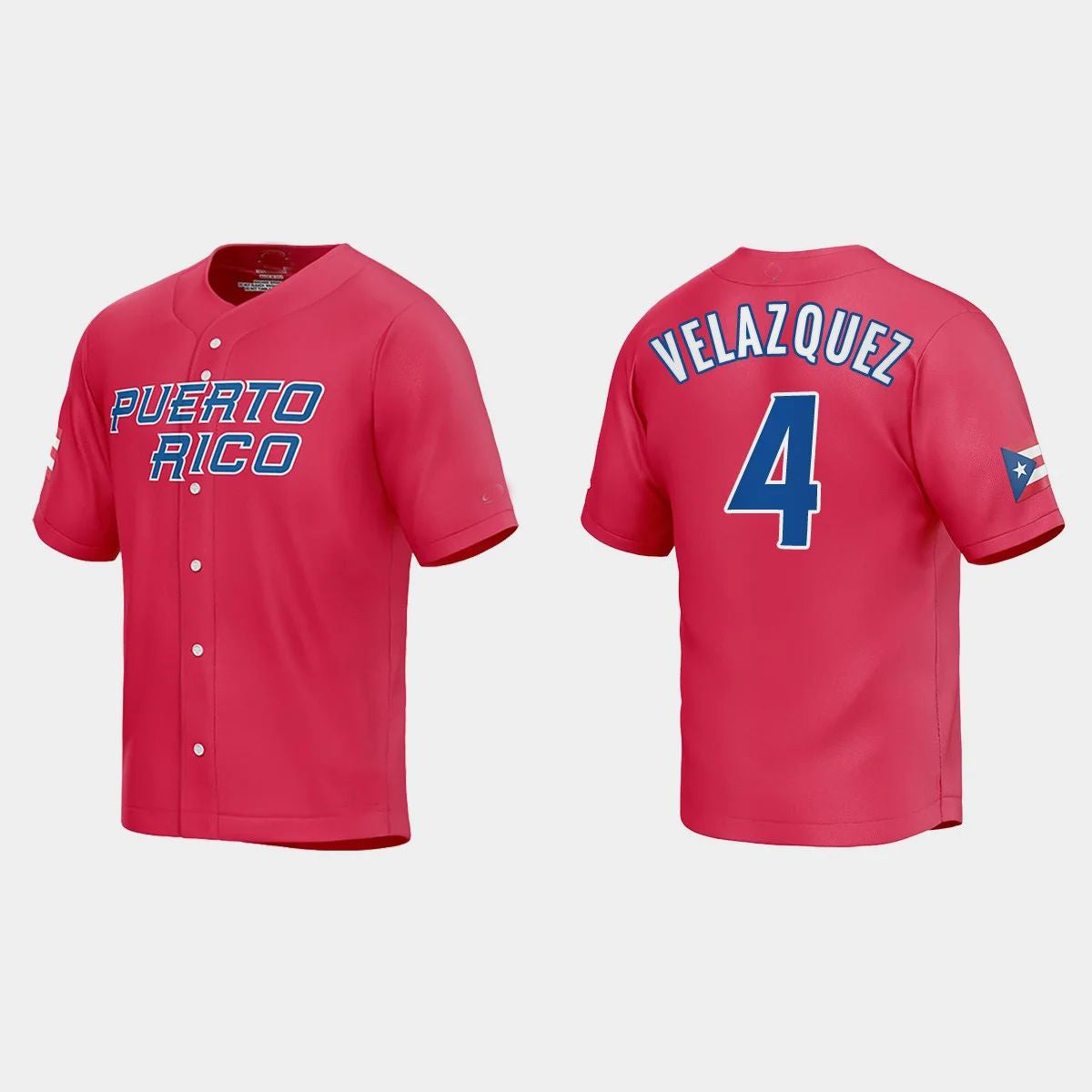 #4 NELSON VELAZQUEZ PUERTO RICO BASEBALL 2023 WORLD BASEBALL CLASSIC JERSEY C RED Stitches Baseball Jerseys