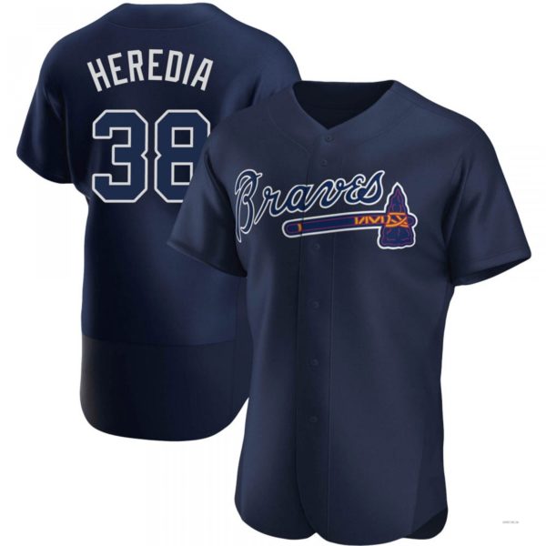 Atlanta Braves #38 Guillermo Heredia Navy Alternate Team Name Jersey Stitches Baseball Jerseys
