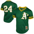 Oakland Athletics #24 Rickey Henderson  Green 1991 Cooperstown Mesh Batting Practice Jersey Baseball Jerseys