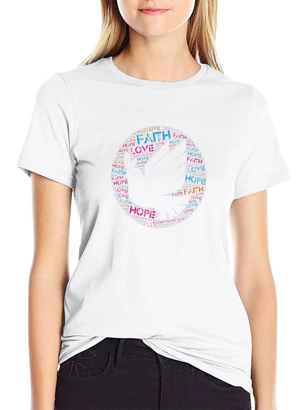 Faith Hope Love Word Art T-Shirt