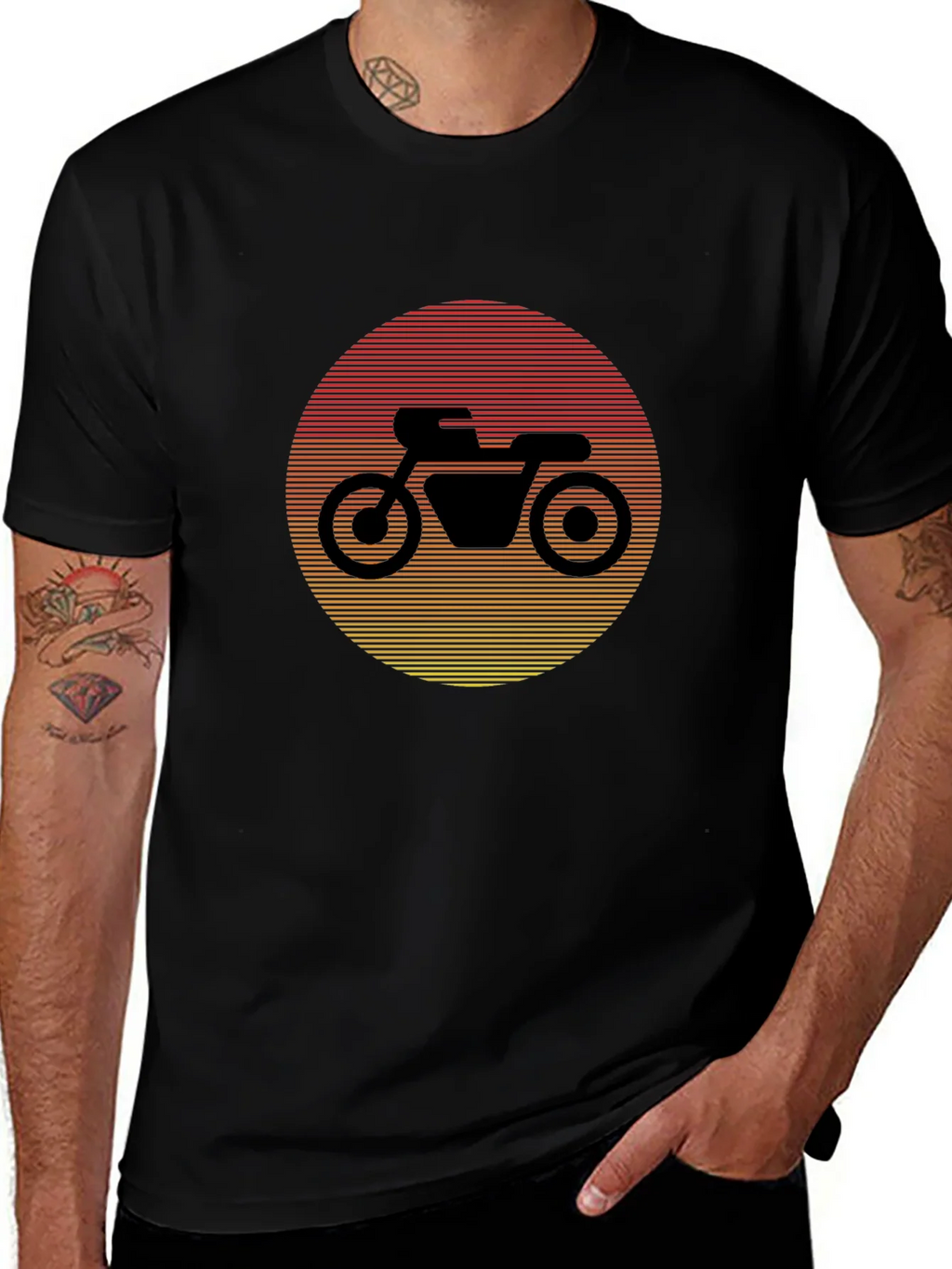 Retro Motorcycle Sunset Graphic Tee