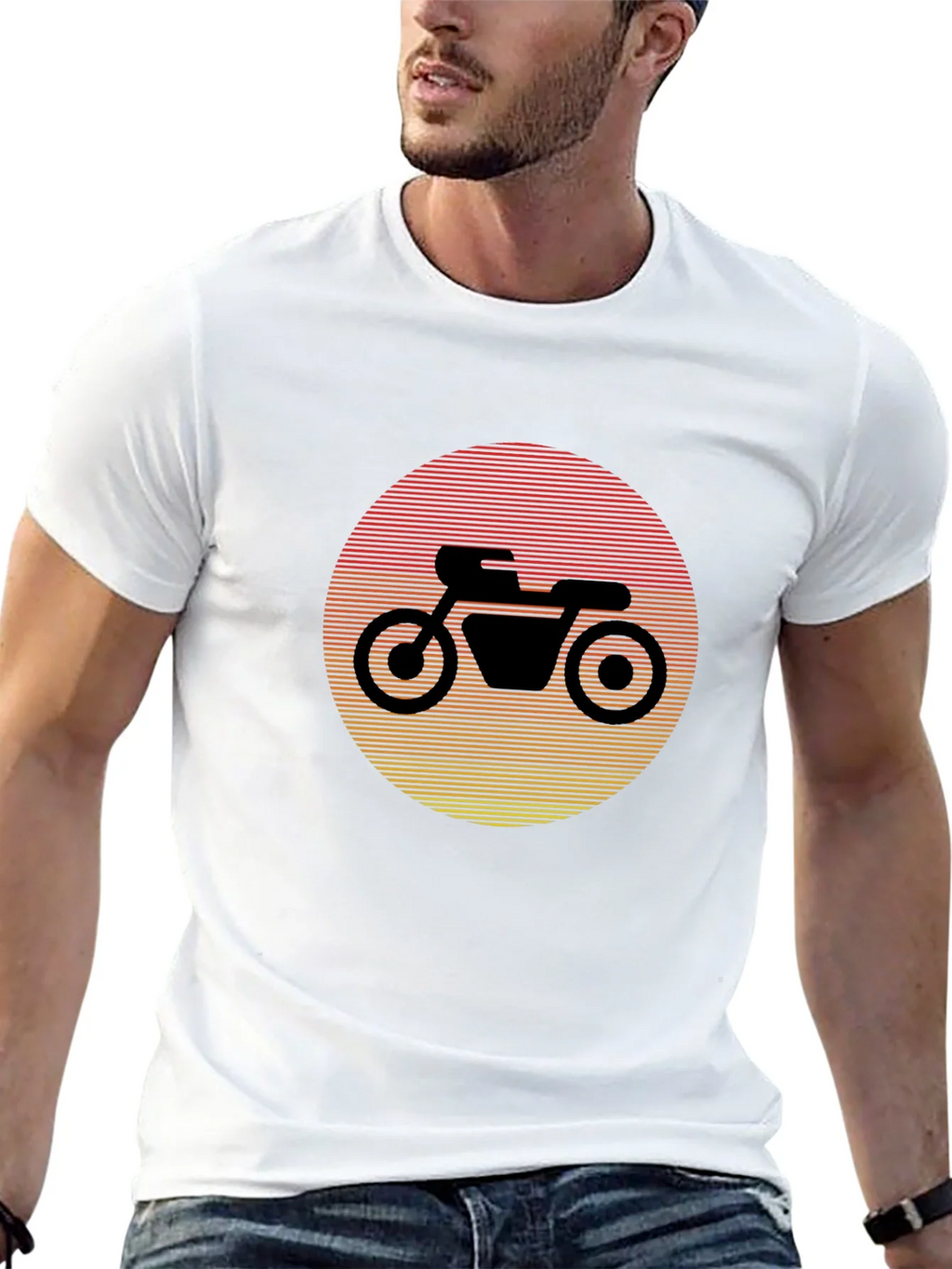 Retro Motorcycle Sunset Graphic Tee