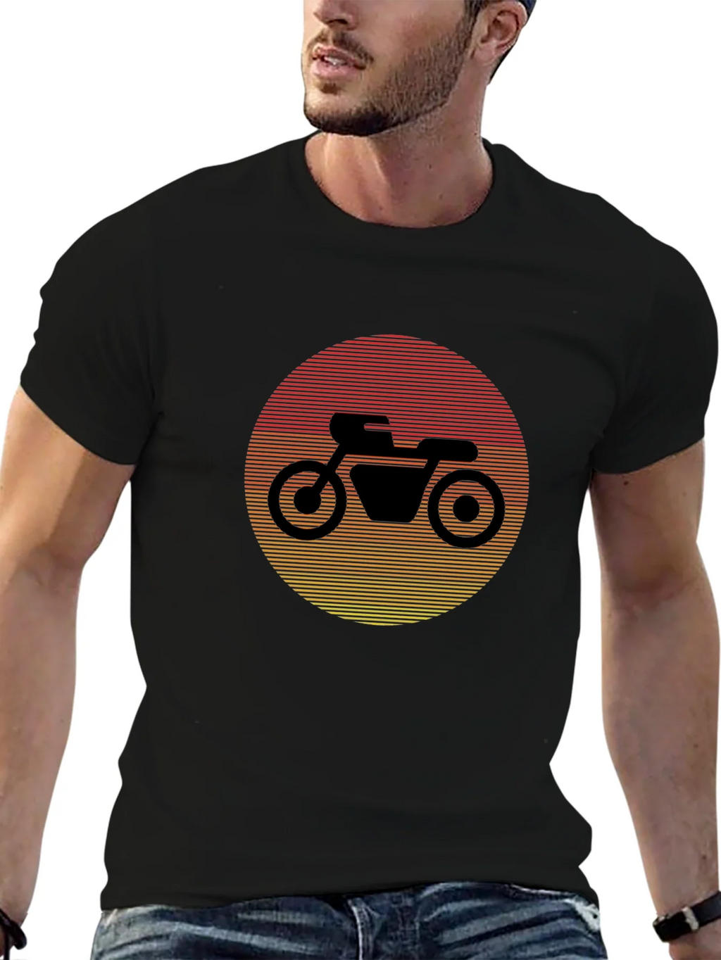Retro Motorcycle Sunset Graphic Tee