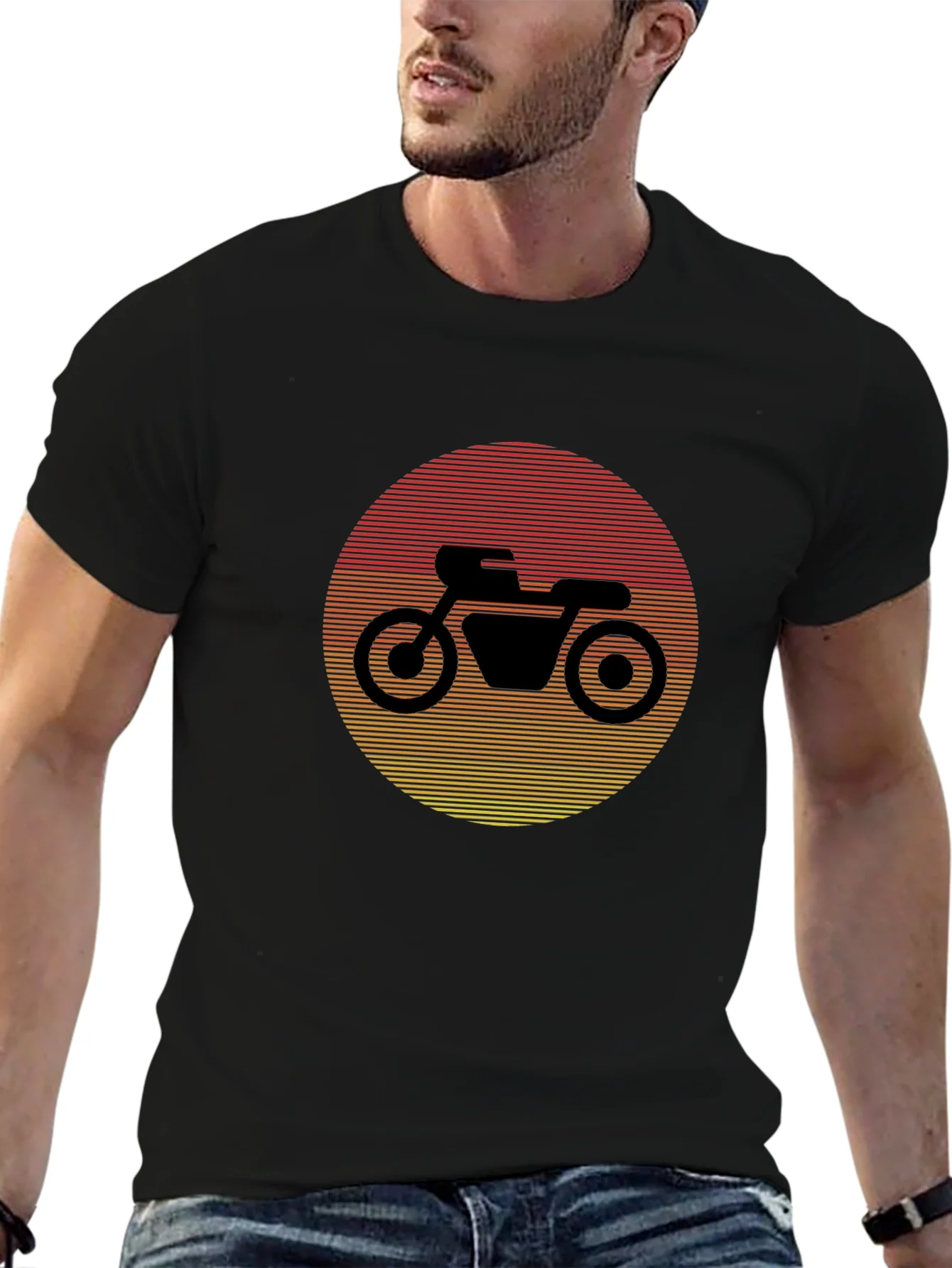 Retro Motorcycle Sunset Graphic Tee
