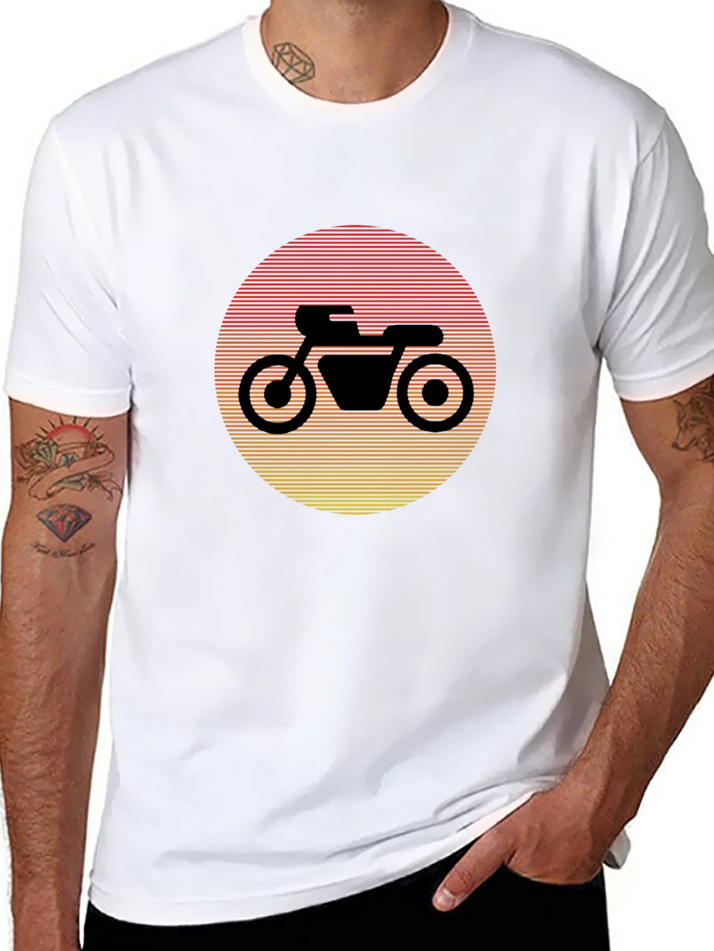 Retro Motorcycle Sunset Graphic Tee