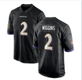 B.Ravens #2 WIGGINS Black Alternate Game Player Jersey Stitched American Football Jerseys