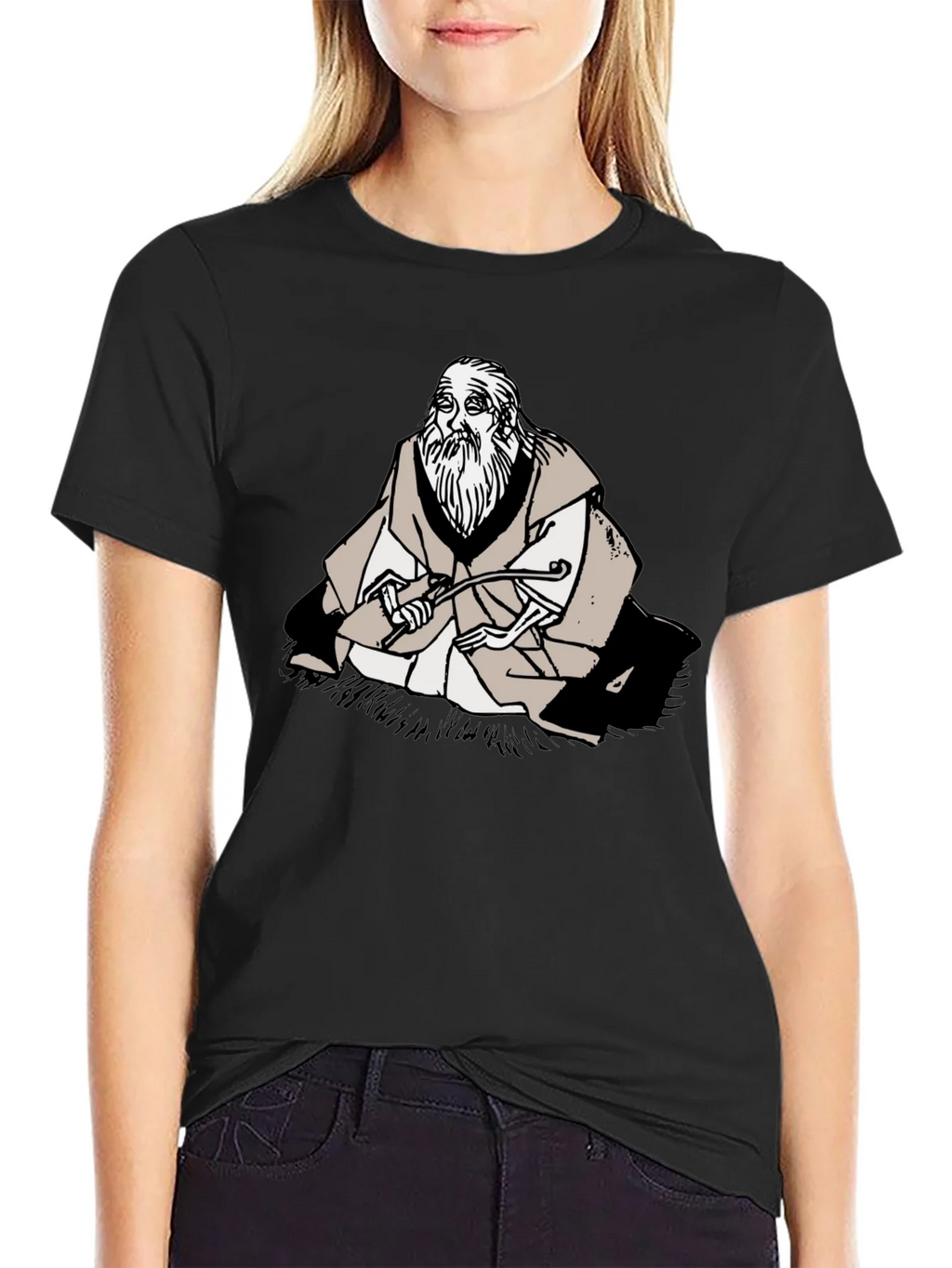 Wise Old Man Graphic Tee - Unique Black T-Shirt